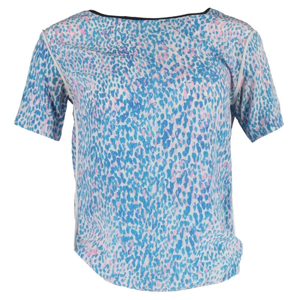 Sandro Leopard Print T-shirt in Blue Silk